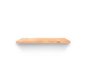 Brown wood shelf isolated on white background with clipping path for your product placement or montage photo