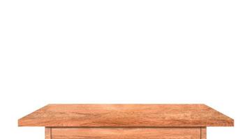 Top view of wooden table isolated on white background with clipping path photo