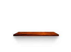 Front view of wooden shelf isolated on white background with clipping path for your product placement or montage photo