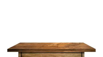 vintage wooden tabletop isolated on white background with clipping path for work. used for display or montage your products design photo