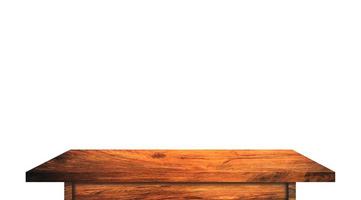 Top view of wooden table isolated on white background with clipping path photo