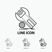 settings. App. installation. maintenance. service Icon in Thin. Regular and Bold Line Style. Vector illustration