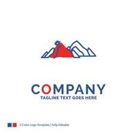 Company Name Logo Design For mountain. landscape. hill. nature. scene. Blue and red Brand Name Design with place for Tagline. Abstract Creative Logo template for Small and Large Business. vector