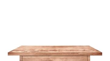 Top view of wooden table isolated on white background with clipping path photo