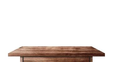 Empty rustic wood table isolated on white background with copy space for product. clipping path photo