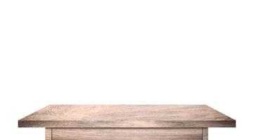Empty rustic wood table isolated on white background with copy space for product. clipping path photo