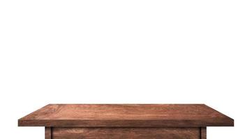 Empty rustic wood table isolated on white background with copy space for product. clipping path photo