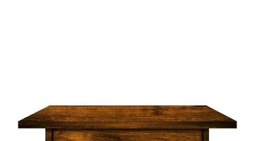 Empty rustic wood table isolated on white background with copy space for product. clipping path photo