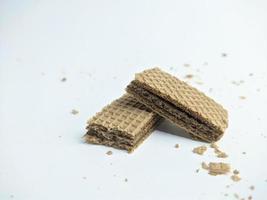 Sandwich biscuits, filled with chocolate, isolated on white background photo