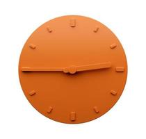 Minimal Orange clock 2 45 quarter to Three o'clock abstract Minimalist wall clock 02 45 Two forty five 3d Illustration photo