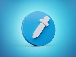 Dropper icon 3d isometric isolated on white background. Blue Round shape Web Design Graphic. Notification Icon 3d illustration photo