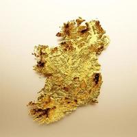 Ireland Map Golden metal Color Height map Background 3d illustration photo