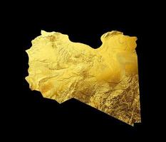 Libya Map Golden metal Color Height map Background 3d illustration photo