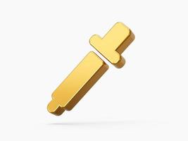 Golden metal Color Dropper or picker 3d icon object isolated background 3d illustration. photo