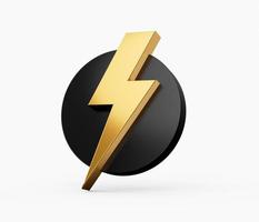 ThunderBolt Logo Design Concept in a Black Circle 3d illustration photo