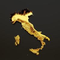 mapa de italia color dorado metal altura mapa fondo 3d ilustración foto