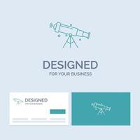 telescope. astronomy. space. view. zoom Business Logo Line Icon Symbol for your business. Turquoise Business Cards with Brand logo template vector