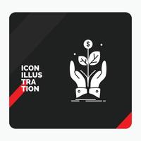 fondo de presentación creativa rojo y negro para negocios. empresa. crecimiento. planta. icono de glifo de subida vector