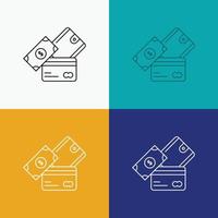 credit card. money. currency. dollar. wallet Icon Over Various Background. Line style design. designed for web and app. Eps 10 vector illustration