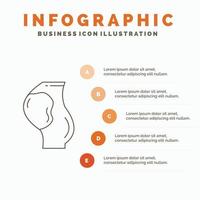 el embarazo. embarazada. bebé. obstetricia. plantilla de infografía feto para sitio web y presentación. icono de línea gris con ilustración de vector de estilo infográfico naranja