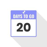 20 Days Left Countdown sales icon. 20 days left to go Promotional banner vector