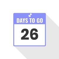 26 Days Left Countdown sales icon. 26 days left to go Promotional banner vector