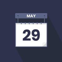 29th May calendar icon. May 29 calendar Date Month icon vector illustrator