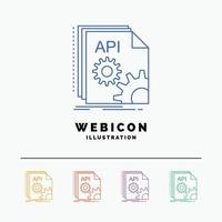 Api. app. coding. developer. software 5 Color Line Web Icon Template isolated on white. Vector illustration