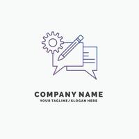 chat. communication. discussion. setting. message Purple Business Logo Template. Place for Tagline vector