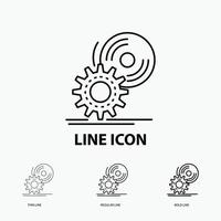 cd. disc. install. software. dvd Icon in Thin. Regular and Bold Line Style. Vector illustration