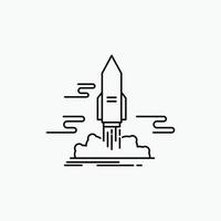 launch. Publish. App. shuttle. space Line Icon. Vector isolated illustration