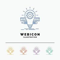 Development. idea. bulb. pencil. scale 5 Color Line Web Icon Template isolated on white. Vector illustration