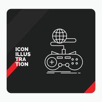 Red and Black Creative presentation Background for Game. gaming. internet. multiplayer. online Line Icon vector