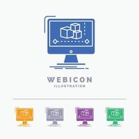 Animation. computer. editor. monitor. software 5 Color Glyph Web Icon Template isolated on white. Vector illustration