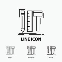 Design. designer. digital. tools. pencil Icon in Thin. Regular and Bold Line Style. Vector illustration