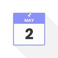 icono de calendario del 2 de mayo. fecha, mes calendario icono vector ilustración