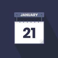 21st January calendar icon. January 21 calendar Date Month icon vector illustrator