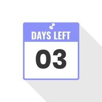 3 Days Left Countdown sales icon. 3 days left to go Promotional banner vector