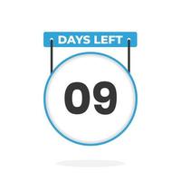 9 Days Left Countdown for sales promotion. 9 days left to go Promotional sales banner vector