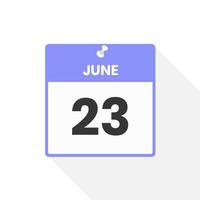June 23 calendar icon. Date,  Month calendar icon vector illustration
