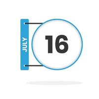 icono del calendario del 16 de julio. fecha, mes calendario icono vector ilustración