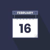 16th February calendar icon. February 16 calendar Date Month icon vector illustrator