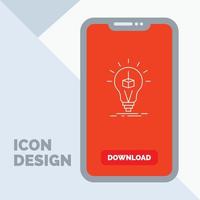 3d Cube. idea. bulb. printing. box Line Icon in Mobile for Download Page vector