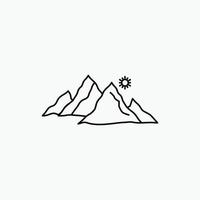 mountain. landscape. hill. nature. sun Line Icon. Vector isolated illustration