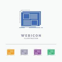 Content. design. frame. page. text 5 Color Glyph Web Icon Template isolated on white. Vector illustration