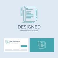 Code. coding. file. programming. script Business Logo Line Icon Symbol for your business. Turquoise Business Cards with Brand logo template vector