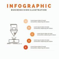 Cutting. engineering. fabrication. laser. steel Infographics Template for Website and Presentation. Line Gray icon with Orange infographic style vector illustration