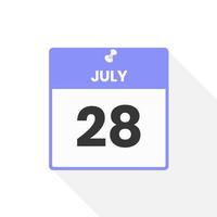 icono de calendario del 28 de julio. fecha, mes calendario icono vector ilustración