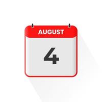 4th August calendar icon. August 4 calendar Date Month icon vector illustrator