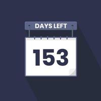 153 Days Left Countdown for sales promotion. 153 days left to go Promotional sales banner vector
